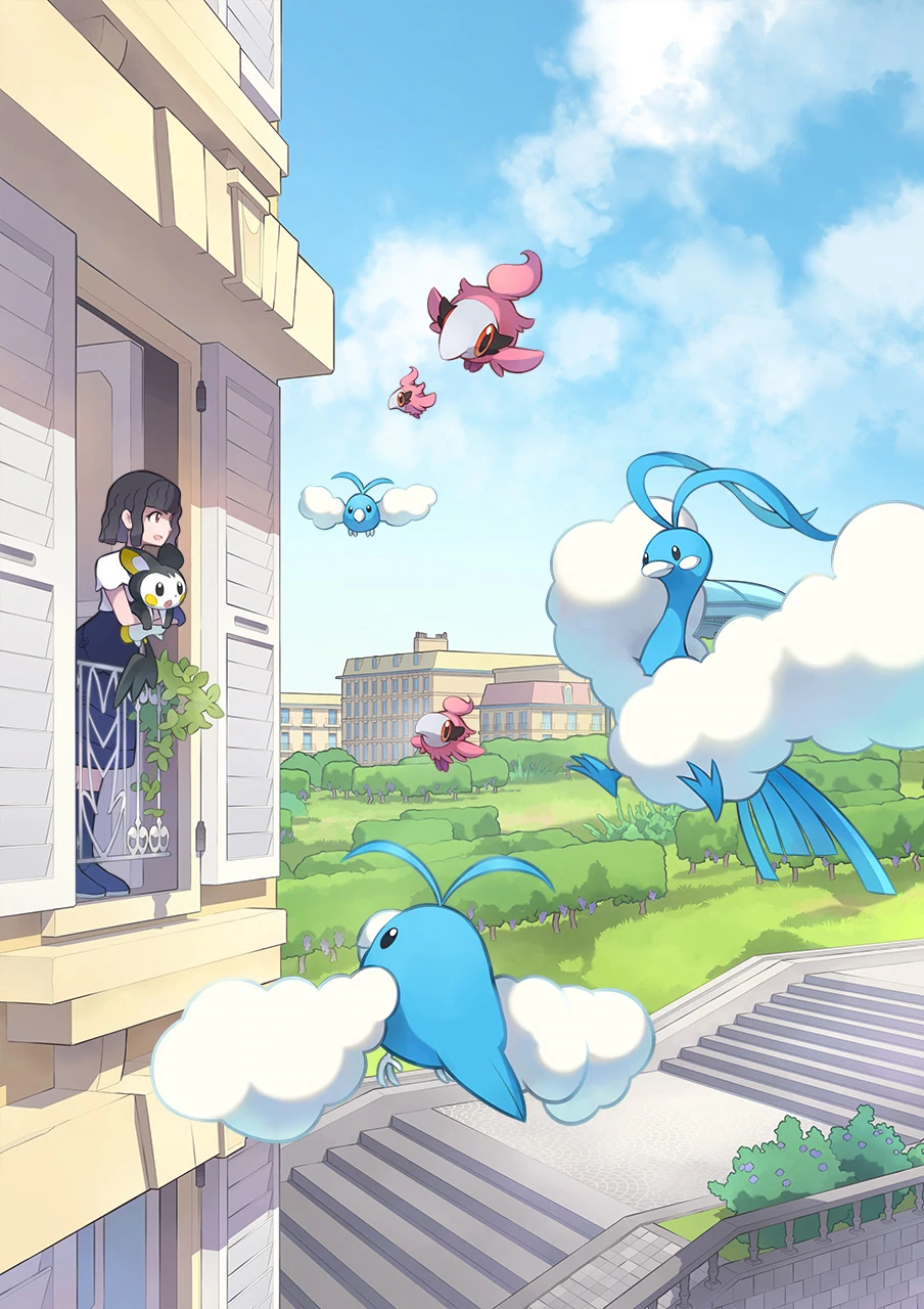 Art Pokémon volants aux fenêtres
